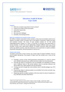 ___________________________________________________________________________  Education, Health & Water Topic Guide ___________________________________________________________________________ Contents