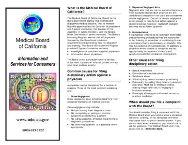 What is the Medical Board of California? Medical Board of California Information and