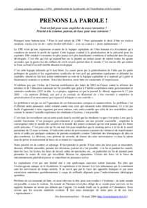 « Contrat première embauche » (CPE) : généralisation de la précarité, de l’humiliation et de la misère  PRENONS LA PAROLE ! Tout est fait pour nous empêcher de nous rencontrer ! Priorité à la création, part