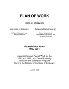 PLAN OF WORK State of Delaware University of Delaware Delaware State University