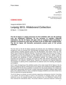 Press release  G2 Kunsthalle GottschedstraßeLeipzig Germany