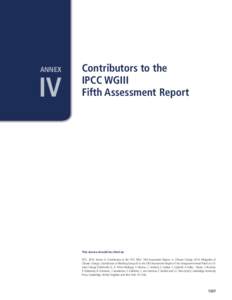 ANNEX  IV Contributors to the IPCC WGIII