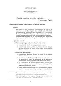 DRAFT Gaming machine licensing guidelines