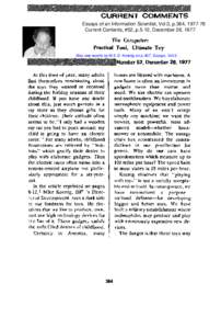 CLJRRENT  CXMAMENT’S Essays of an Information Scientist, Vol:3, p.364, [removed]Current Contents, #52, p.5-12, December 26, 1977