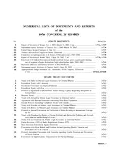 NUMERICAL LISTS OF DOCUMENTS AND REPORTS of the 107th CONGRESS, 2d SESSION No[removed].