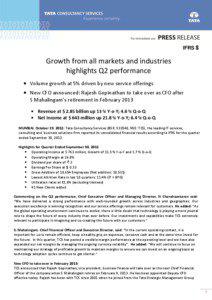 IFRS $  Growth from all markets and industries