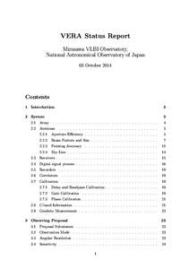 VERA Status Report Mizusawa VLBI Observatory, National Astronomical Observatory of Japan 03 October[removed]Contents