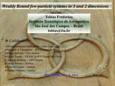 Weakly Bound few-particle systems in 3 and 2 dimensions Tobias Frederico Instituto Tecnológico de Aeronáutica São José dos Campos – Brazil  v  Collaborators