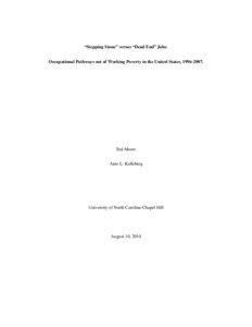 “Stepping Stone” versus “Dead End” Jobs: Occupational Pathways out of Working Poverty in the United States, [removed].