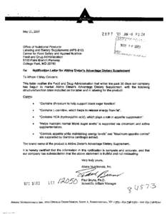 May 21,2003  Office of Nutritional Products Labeling and Dietary Supplements (HFS-810) Center for Food Safety and Applied Nutrition Food and Drug Administration