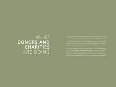 Case studies  what Donors and Charities are doing