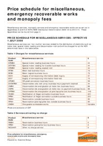 Microsoft Word - Att.4 Price schedule for miscellaneous, ERW and monopoly fees 1 July 2013.docx