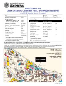 WINTER QUARTERfor UCSB Regular Session Courses) Fees Registration (nonrefundable)	  $155