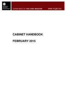 Northern Territory Government - Cabinet Hand Book - Department of the Chief Minister