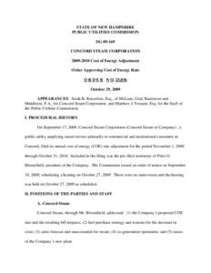STATE OF NEW HAMPSHIRE PUBLIC UTILITIES COMMISSION DG[removed]CONCORD STEAM CORPORATION[removed]Cost of Energy Adjustment Order Approving Cost of Energy Rate