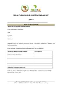 NEPAD PLANNING AND COORDINATING AGENCY ANNEX II _______________________________________________________________ TerrAfrica Partnership Hosting Solution