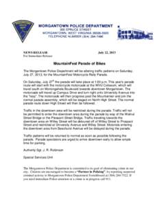 NEWS RELEASE For Immediate Release July 22, 2013  MountainFest Parade of Bikes