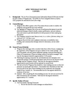 AFRC WINGMAN DAY 2012 CONOPS I. Background: The Air Force Community Action Information Board (CAIB) directed that all units conduct a Wingman Day. The AFRC Air Force Integrated Delivery System