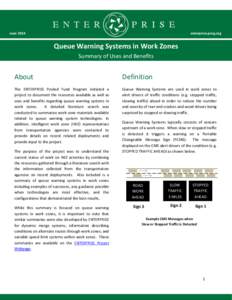 enterprise.prog.org  June 2014 Queue Warning Systems in Work Zones