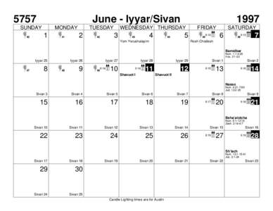 5757  June - Iyyar/Sivan SUNDAY 40