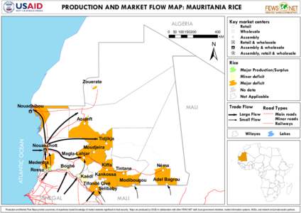 PRODUCTION AND MARKET FLOW MAP: MAURITANIA RICE Key market centers ALGERIA[removed]