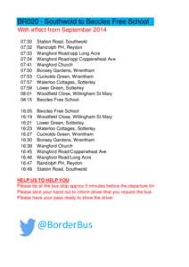 BR020 - Southwold to Beccles Free School With effect from September:30 07:32 07:33 07:34