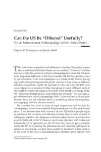 Introduction  Can the US Be “Othered” Usefully? On an International Anthropology of the United States