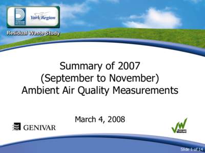 TEXT  Summary of[removed]September to November) Ambient Air Quality Measurements March 4, 2008