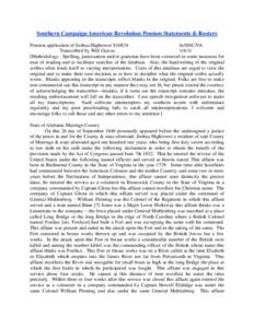 Southern Campaign American Revolution Pension Statements & Rosters Pension application of Joshua Hightower S10834 fn38SC/VA Transcribed by Will Graves[removed]Methodology: Spelling, punctuation and/or grammar have been c