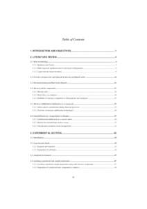 Table of Contents  1. INTRODUCTION AND OBJECTIVES.................................................................... 1 2. LITERATURE REVIEW................................................................................