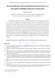 International Journal of Engineering and Technology Innovation, vol. X, no. X, 201X, pp. XX - XX  Structural Behaviour of Precast Reinforced Concrete Frames on a Non-engineered Building Subjected to Lateral Loads Mochama