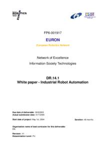 FP6[removed]EURON European Robotics Network  Network of Excellence