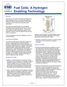 Fuel Cells: A Hydrogen Enabling Technology Overview Fuel cells are one of the key enabling technologies for a future hydrogen economy. They have the potential to replace the internal combustion engine in vehicles and