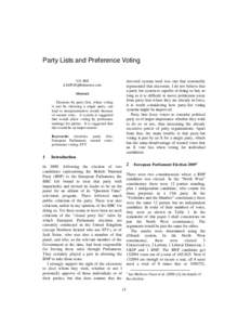 Party Lists and Preference Voting I.D. Hill  electoral system used was one that reasonably represented that electorate. I do not believe that