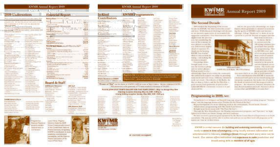 KWMR Annual Report[removed]KWMR Annual Report[removed]Underwriters