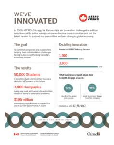 SPI_EN.qxp_Layout[removed]:12 PM Page 1  WE’VE INNOVATED In 2009, NSERC’s Strategy for Partnerships and Innovation challenged us with an