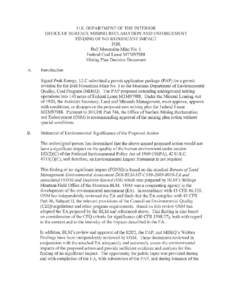 Finding of No Significant Impact for Bull Mountains Mine No. 1 Federal Coal Lease MTM97988