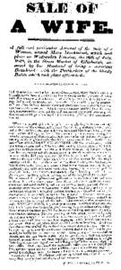 SALE OF  A WIFE. A full and particular Account of the sale of a Woman, named Mary Mackintosh, which took place on Wednesday Evening, the 16th of July,