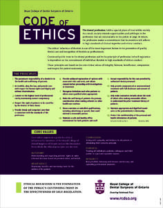 Royal College of Dental Surgeons of Ontario  CODE OF ETHICS