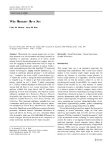 Arch Sex Behav[removed]:477–507 DOI[removed]s10508[removed]ORIGINAL PAPER  Why Humans Have Sex