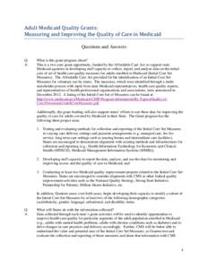 Adult Medicaid Quality QsAs