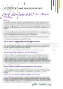 C O P E  CO M M ITTE E ON P U B LICATI ON ETH ICS Principles of Transparency and Best Practice in Scholarly Publishing