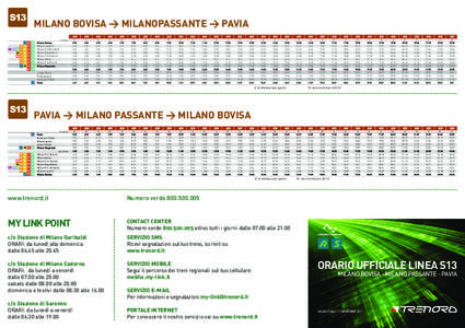 MILANO BOVISA > MILANOPASSANTE > PAVIA S13 Si effettua