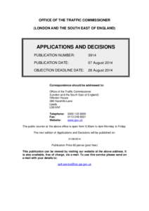 Applications and decisions 7 August 2014