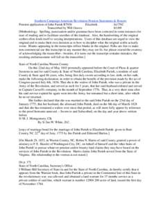 Southern Campaign American Revolution Pension Statements & Rosters Pension application of John Parish R7930 Elizabeth fn17NC Transcribed by Will Graves[removed]