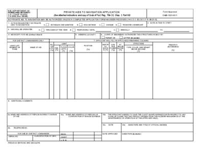 U.S. DEPARTMENT OF HOMELAND SECURITY U.S. COAST GUARD CG[removed]Rev[removed]Form Approved