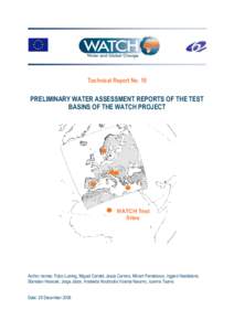 WATCH Technical Report Number 10 Preliminary Water Assessment Reports of the test basins of the WATCH Project