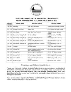 2001 CITY & BOROUGH OF JUNEAU POLLING PLACES