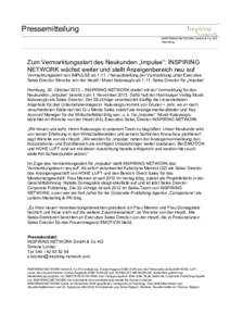 Pressemitteilung INSPIRING NETWORK GmbH & Co KG Hamburg Zum Vermarktungsstart des Neukunden „Impulse“: INSPIRING NETWORK wächst weiter und stellt Anzeigenbereich neu auf