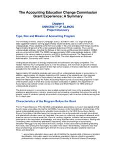 The Accounting Education Change Commiss...NIVERSITY OF ILLINOIS Project Discovery  file:///U|/Users/JustinS/pubs/changegrant/chap9.htm The Accounting Education Change Commission Grant Experience: A Summary
